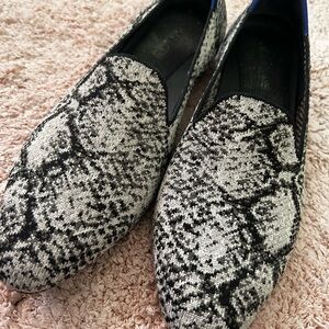 Rothy's Black and White Python Loafers